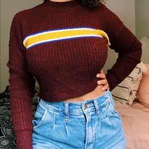 Maroon & yellow cropped sweater
